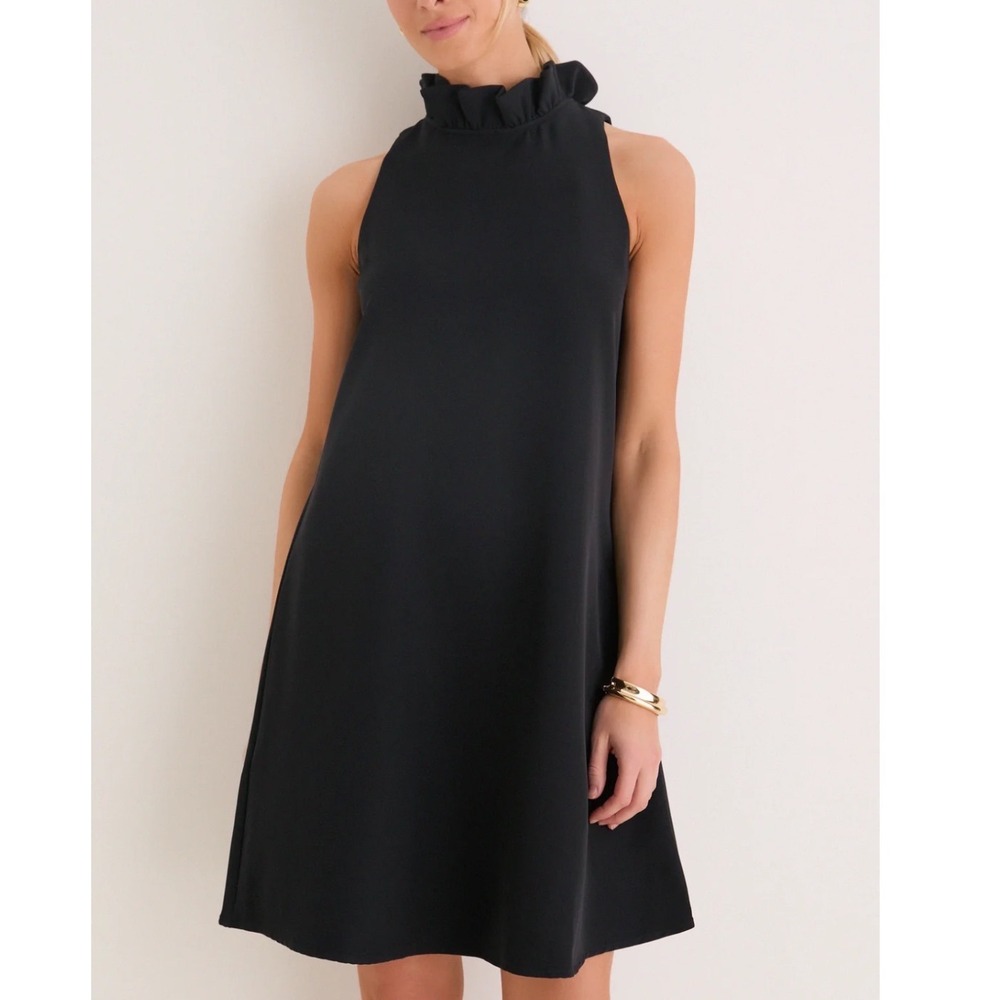 NWT Tuckernuck Blythe black dress XXL ruffle neck quiet‎ luxury chic